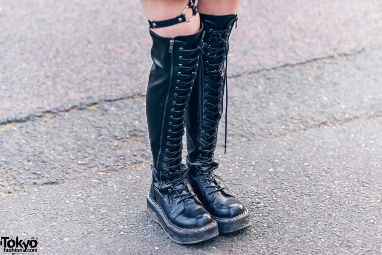 All Black Harajuku Streetwear Style w/ Fringed Bob, O-Ring Choker, Faux ...