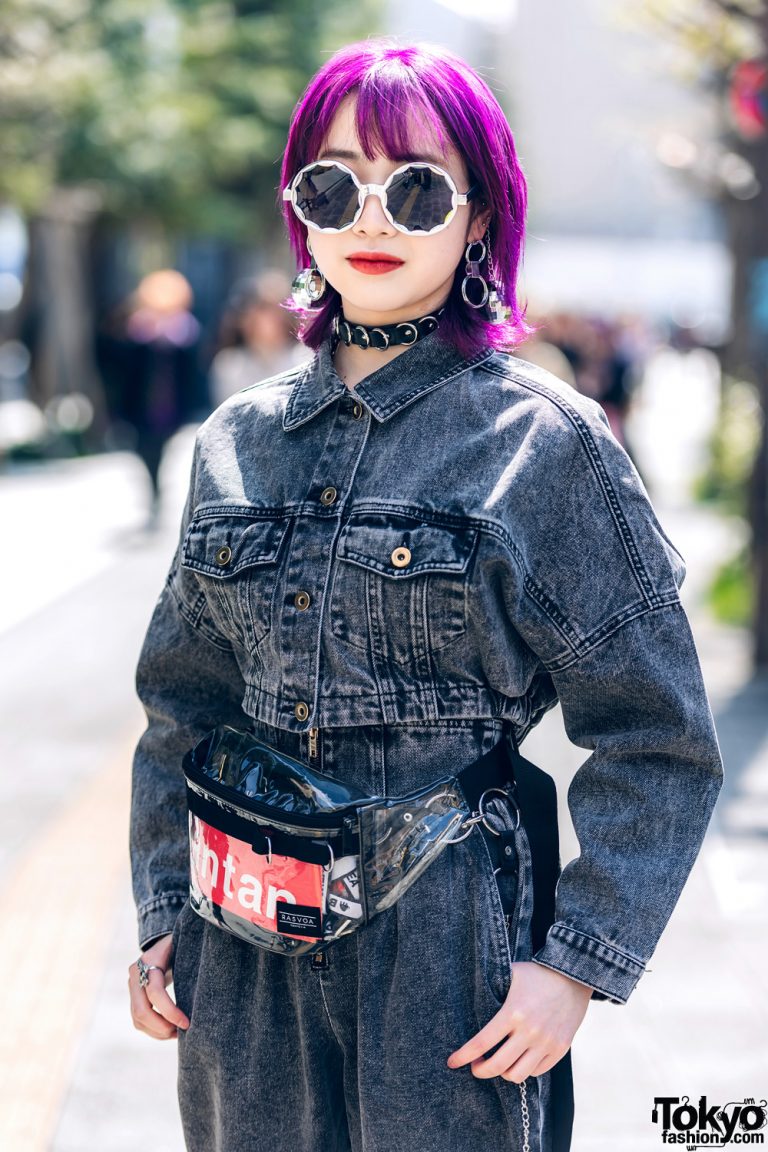 Acid Wash Denim & Snakeskin Print Street Styles in Tokyo w/ Evris, One ...