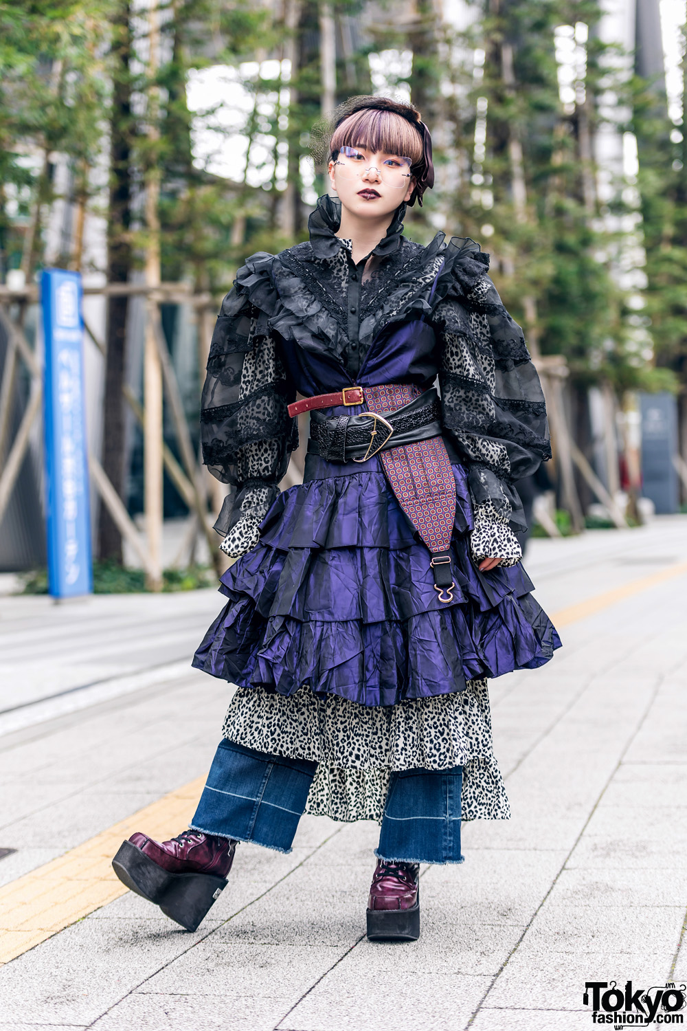 Layered Ruffles Tokyo Street Fashion w/ Birdcage Veil, Sheer 