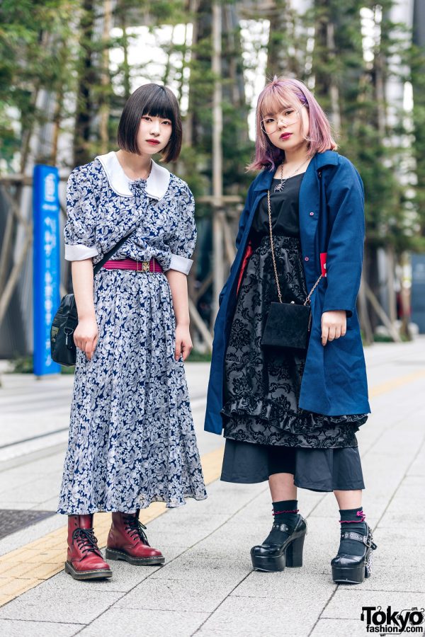 Purple Hair, Floral Print Dress, Drug Honey Damask Print Skirt, 4C°, Faith Tokyo & Dr. Martens Boots