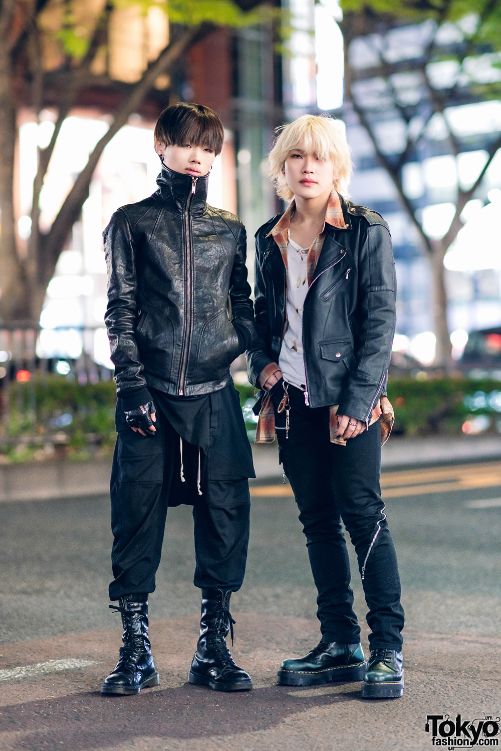 Black Leather Street Styles in Harajuku w/ Rick Owens Leather High Neck Jacket, Vintage Boots, 99%IS-, Motorcycle Jacket, 666 Zipper Jeans & Dr. Martens