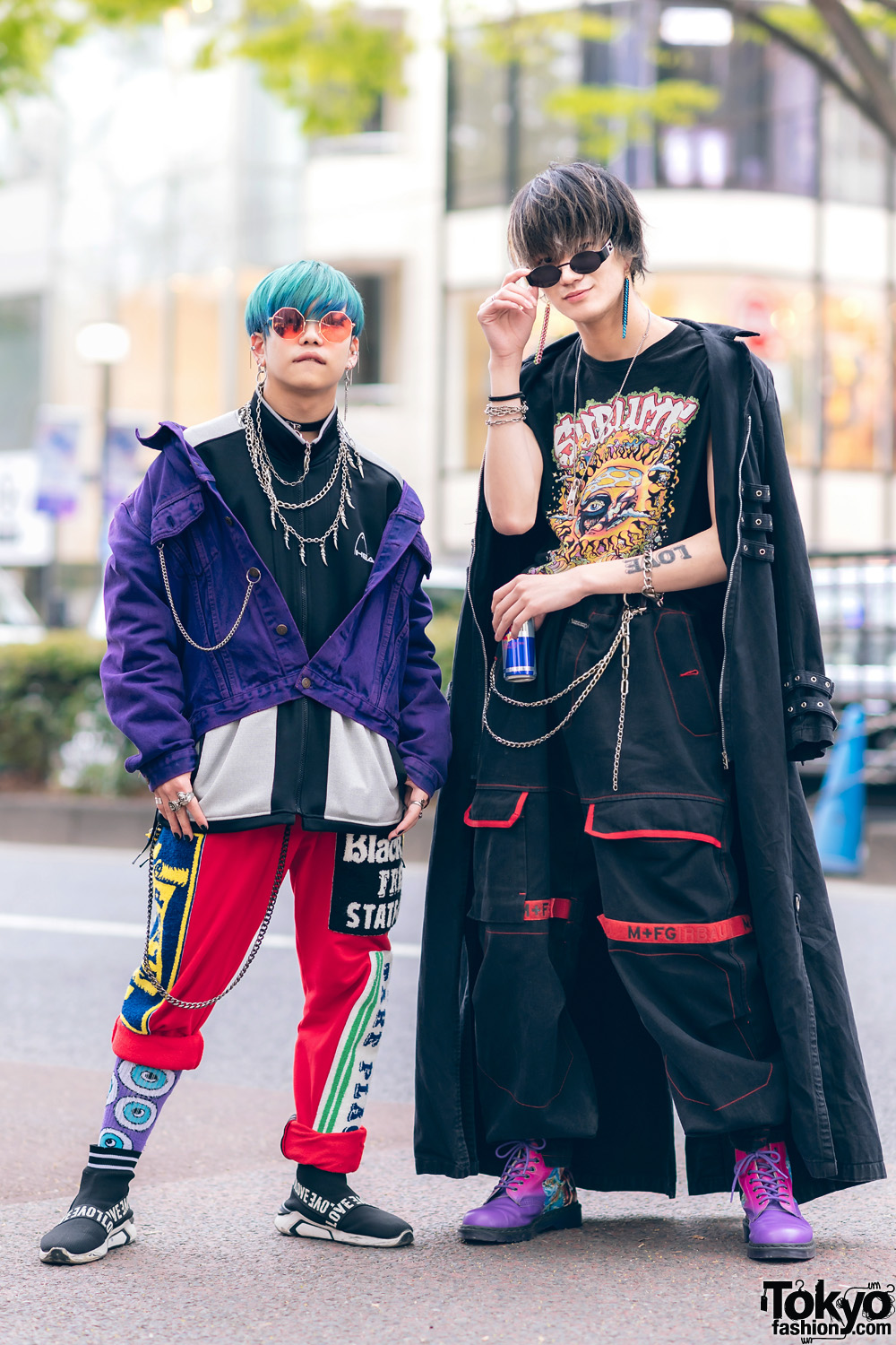 Harajuku Guys Street Styles w/ Broke City Gold Denim Jacket, Patched Pants, Tripp NYC Coat, Marithe + Francois Girbaud & Dr. Martens x New Order Boots