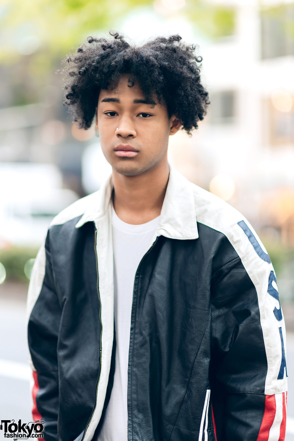 Japanese Male Model in Vintage Athleisure Streetwear Style w 