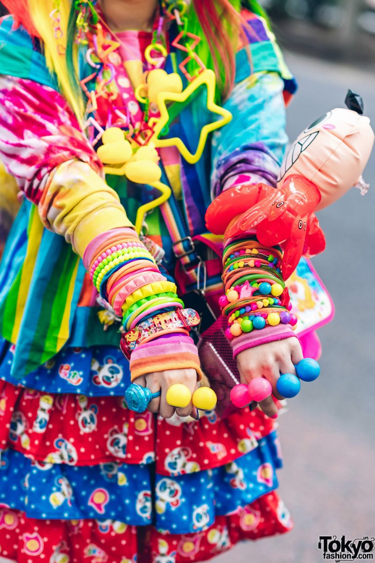 Rainbow Decora Style in Harajuku w/ Handmade Clothing, Tiered Skirt ...