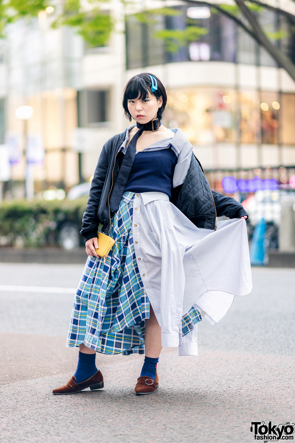 Japanese Remake Fashion in Harajuku w/ Skirt Made of Two Dress Shirts