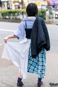 Japanese Remake Fashion in Harajuku w/ Skirt Made of Two Dress Shirts ...