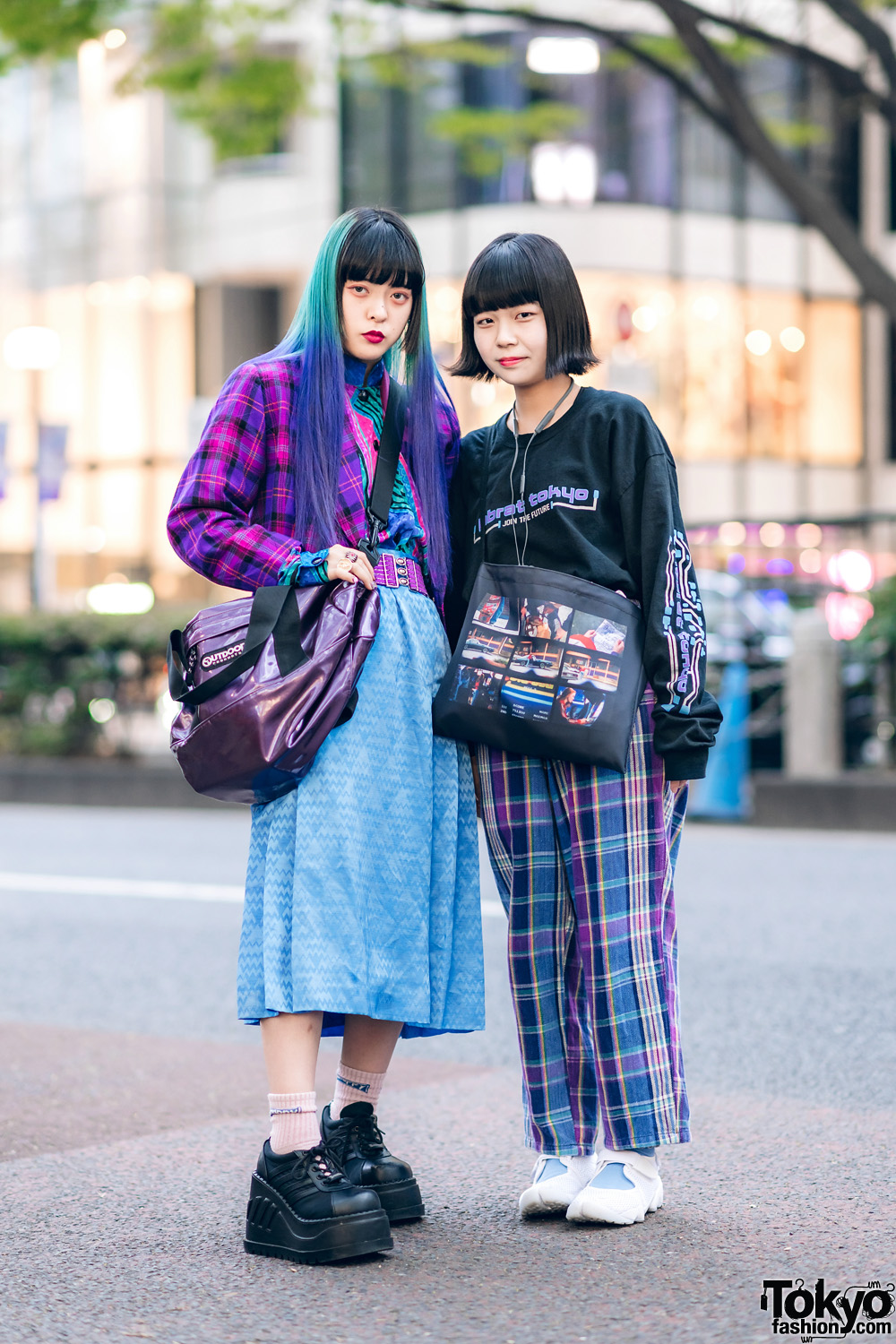 Harajuku Girls Streetwear Styles w/ Ombre Hair, RRR Vintage Plaid ...