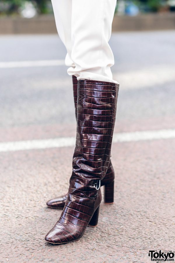 Zara Crocodile Leather Heeled Boots 