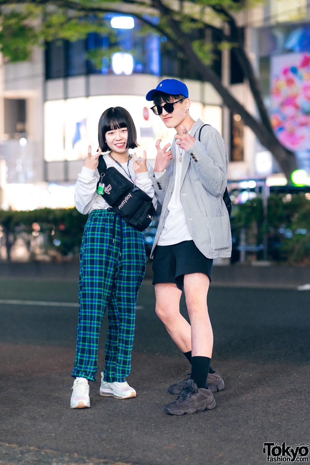 Casual Street Styles in Tokyo w/ Club Sexy, Warp Plaid Pants, Gap