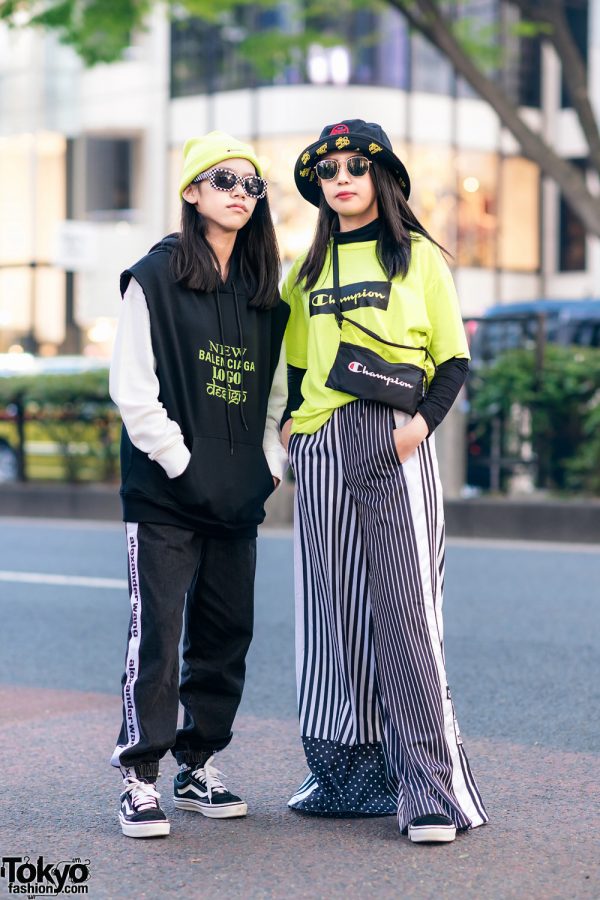 Tokyo Girls Streetwear w/ Vans, Balenciaga Hoodie, Ray-Ban, Champion Shirt, Alexander Wang, Adidas & FILA x Chupa Chups Hat