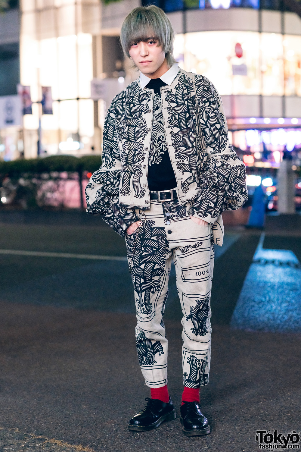 Christopher Nemeth Rope Print Fashion in Harajuku w/ Beret