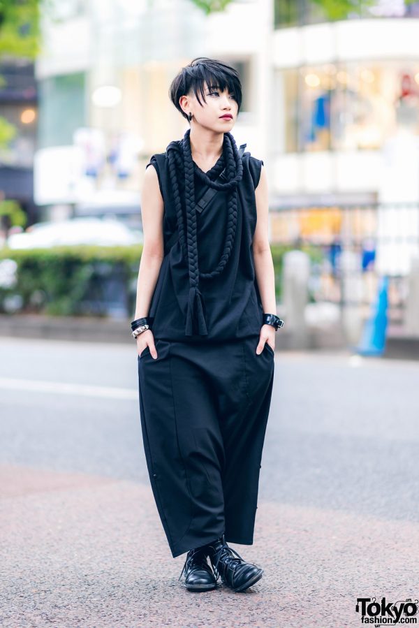 Monochrome Harajuku Style w/ Adhoc Rope Top, Sarueru Pants, Crossbody Bag & Trippen Boots