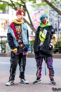 Cote Mer Streetwear in Harajuku w/ Face Mask, Aqua Hair, Red Hair ...