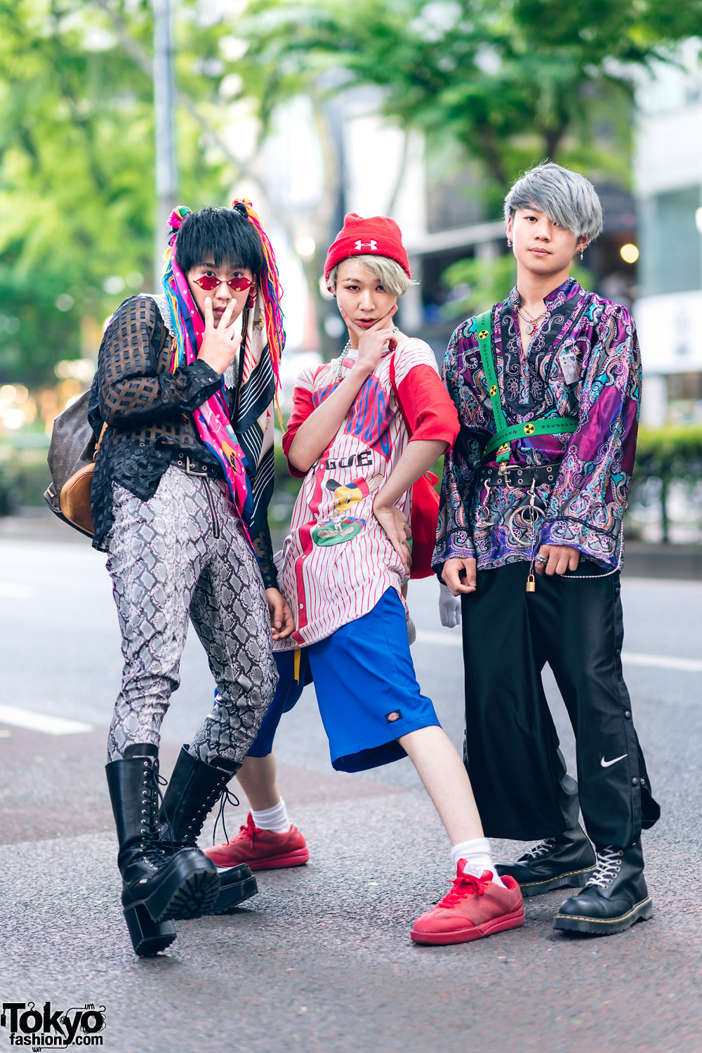 Tokyo Mens Street Styles w/ Hair Scarves, Snakeskin Pants, Vintage