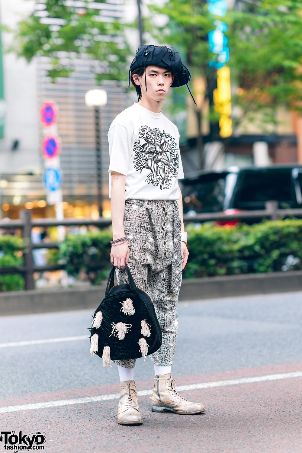 Christopher Nemeth Tokyo Street Style w/ Distressed Hat, Rope