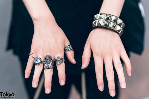 Tokyo Human Experiments Knuckle Rings & Studded Leather Bracelet