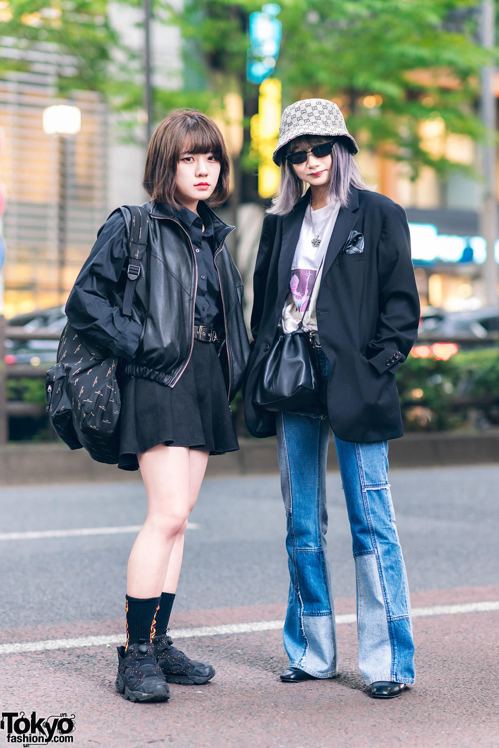 Harajuku Girls Street Styles w/ Purple Hair, Gucci Bucket Hat