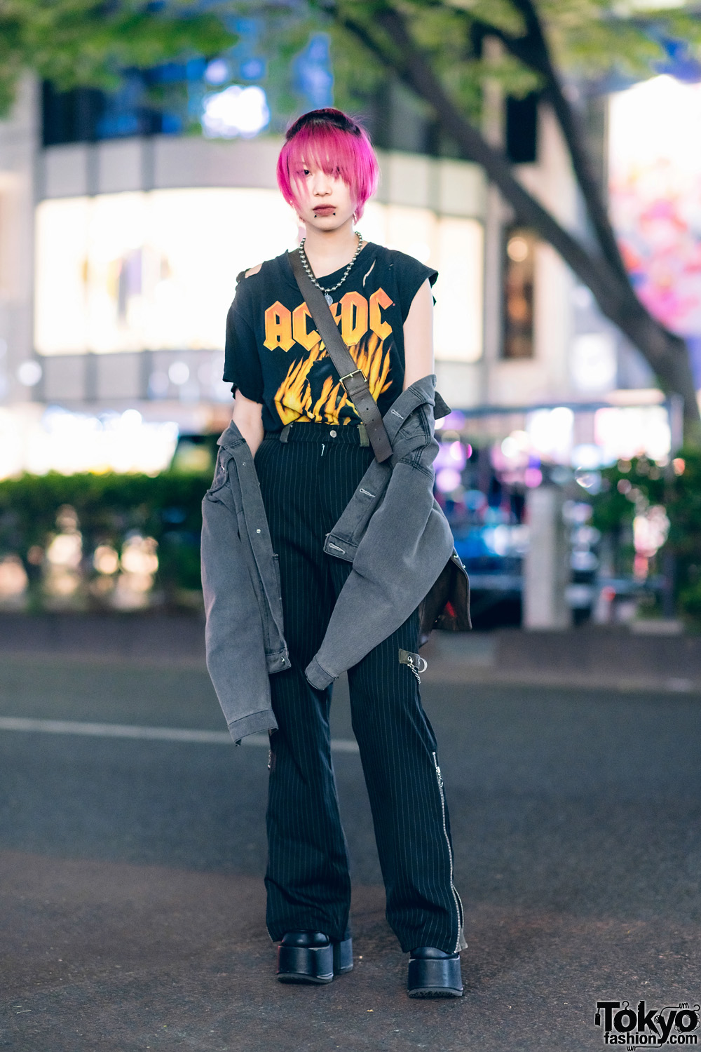 Japanese Streetwear Fashion w/ Twin Braids, AC/DC Shirt, Fringed ...