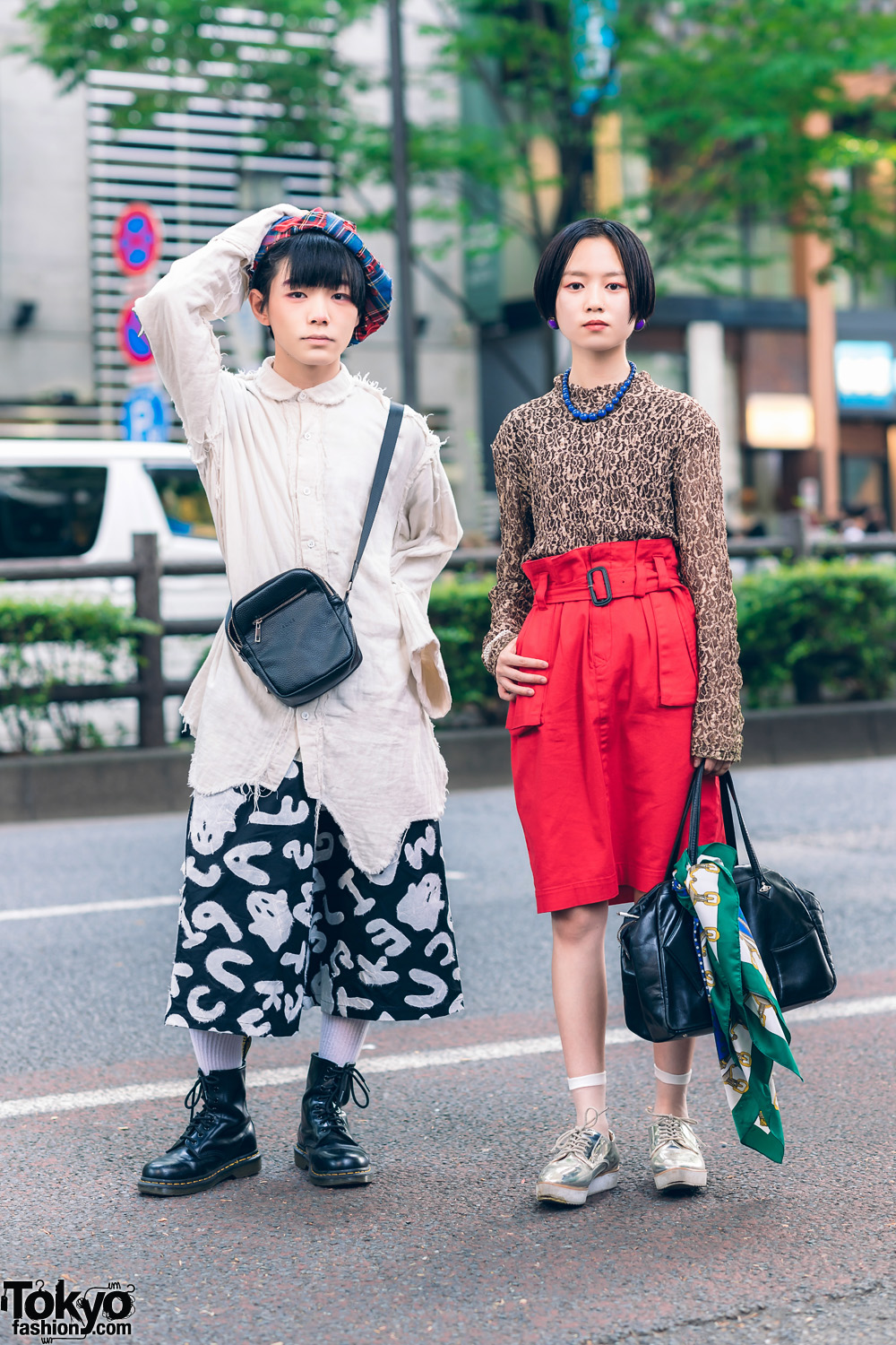 Japanese Streetwear Styles w/ HEIHEI Plaid Beret, HEIHEI Deconstructed Shirt, The Four-Eyed Lace Top & Vivienne Westwood