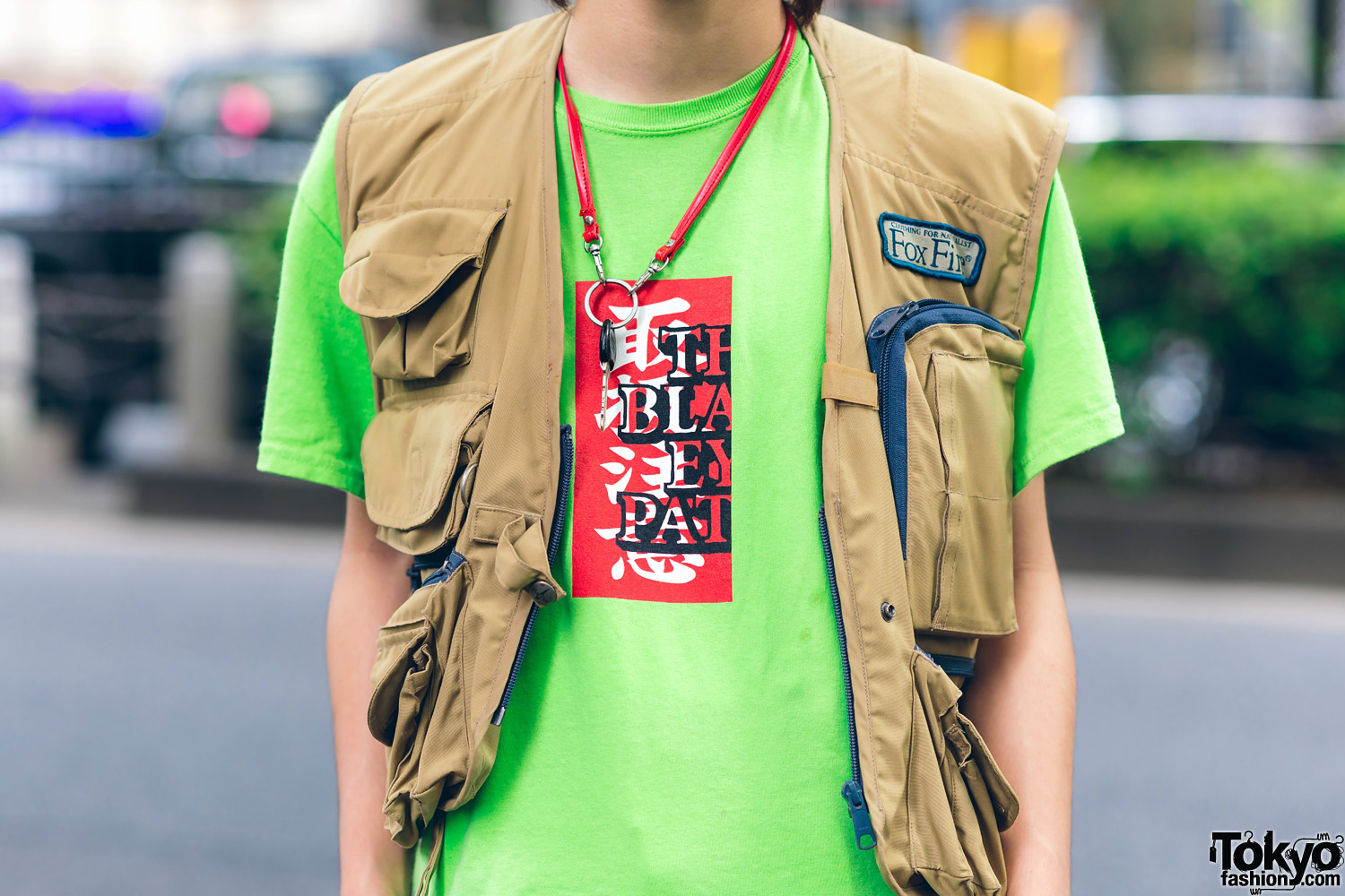 Harajuku Teen's Street Style w/ Orange Beanie, Utility Vest, Black