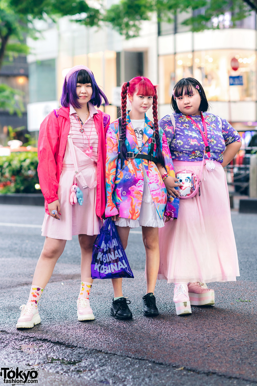 Kawaii Harajuku Street Styles w/ Colorful Hair, PUNYUS, Kobinai, ACDC Rag Powerpuff Girls, Uchu Hyakka, Disney Princess Backpack & Platform Sneakers