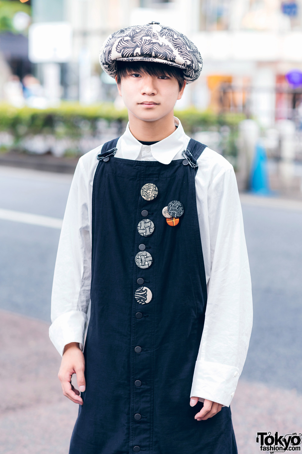 Christopher Nemeth Rope Print Harajuku Street Style w/ Newsboy Cap,  Collarless Jacket, Sarueru Overalls & Adidas x Raf Simons Sneakers – Tokyo  Fashion