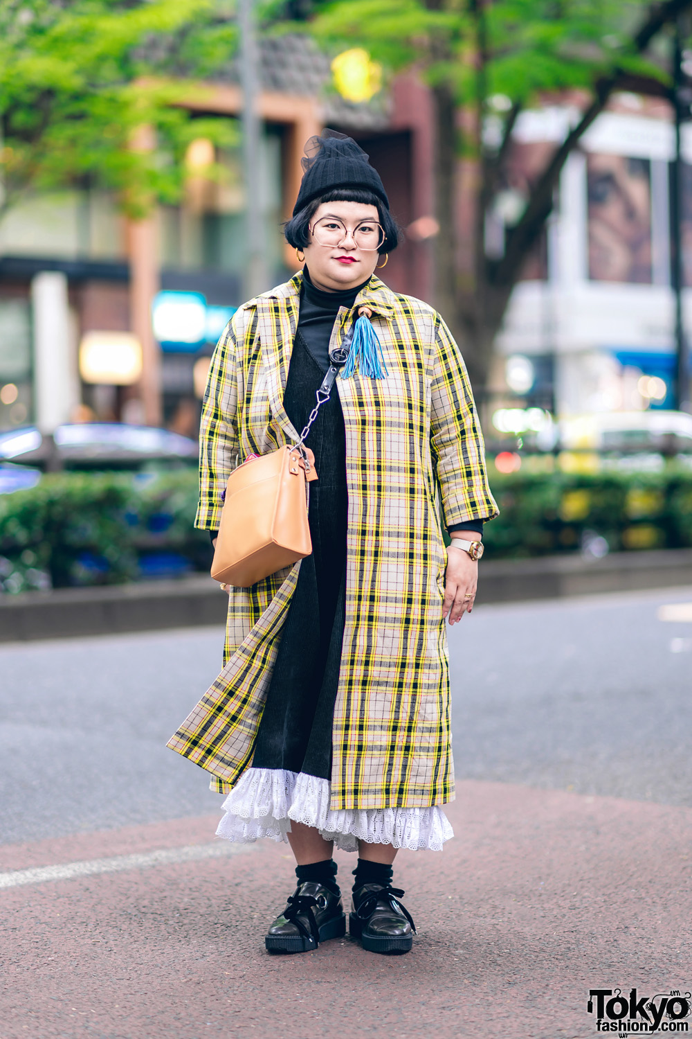 Japanese Stylist w/ Plaid Coat, Custom Made Dress, Banzai, Marc Jacobs ...