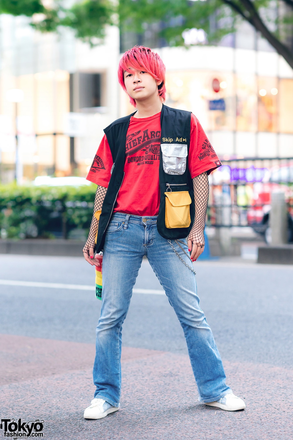 Harajuku Style w/ Red Hair, Fishnet Sleeves, X Large, Forever 21, Bershka & WEGO