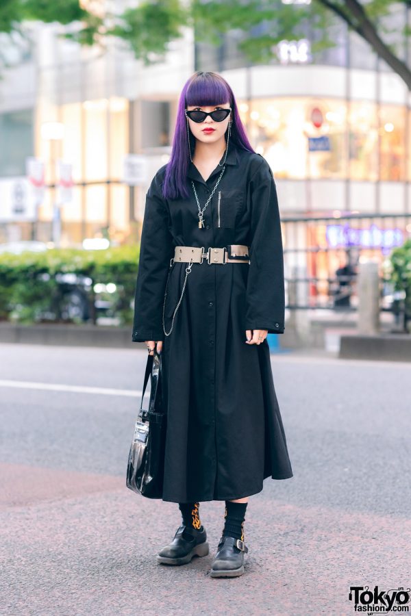 Purple Hair & Monochrome Tokyo Street Style w/ Jouetie, Focus & ME Harajuku