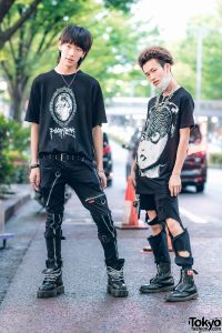 All Black Punk Streetwear Styles in Harajuku w/ Mask, Safety Pin ...