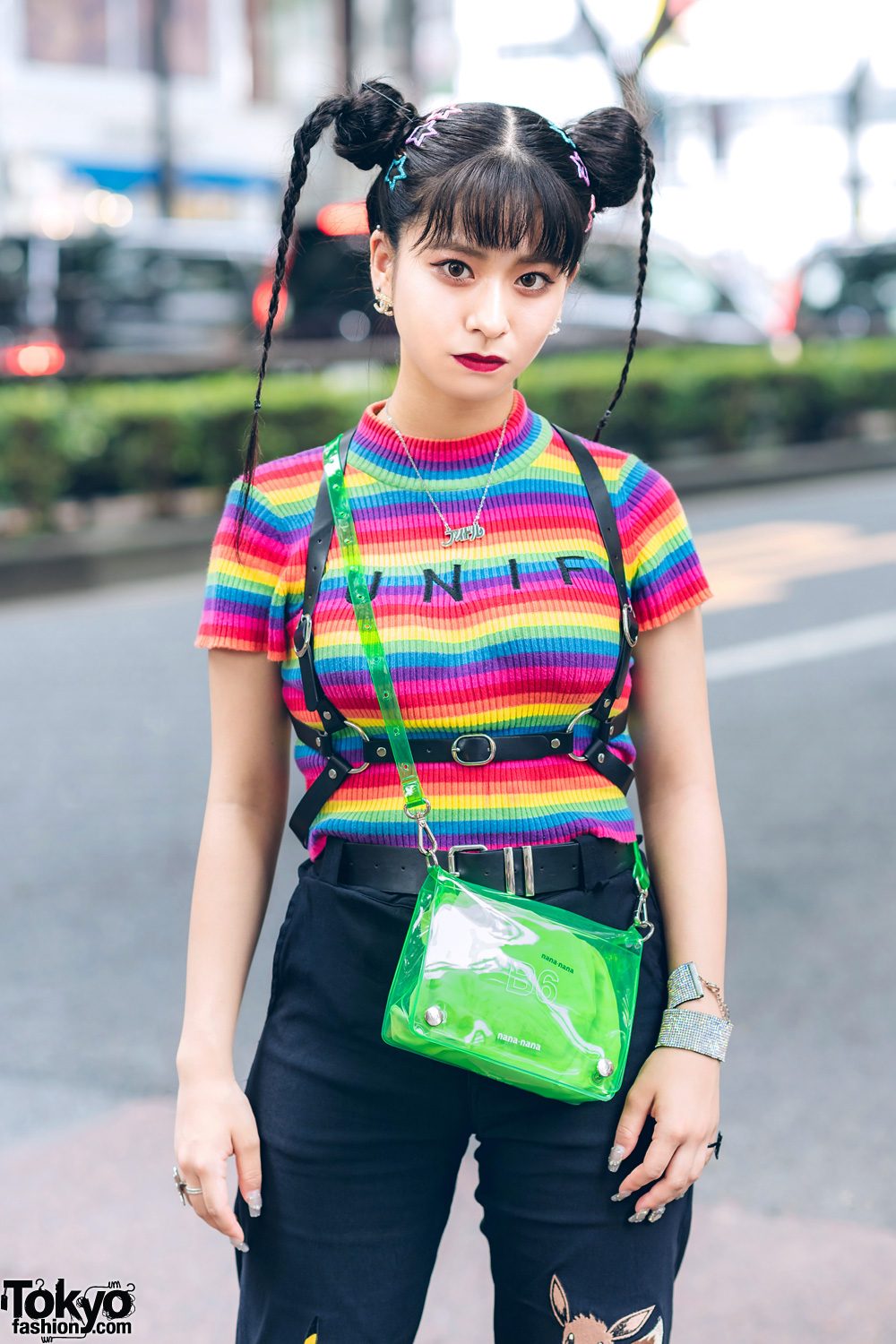 UNIF Rainbow Shirt and Black Leather – Tokyo