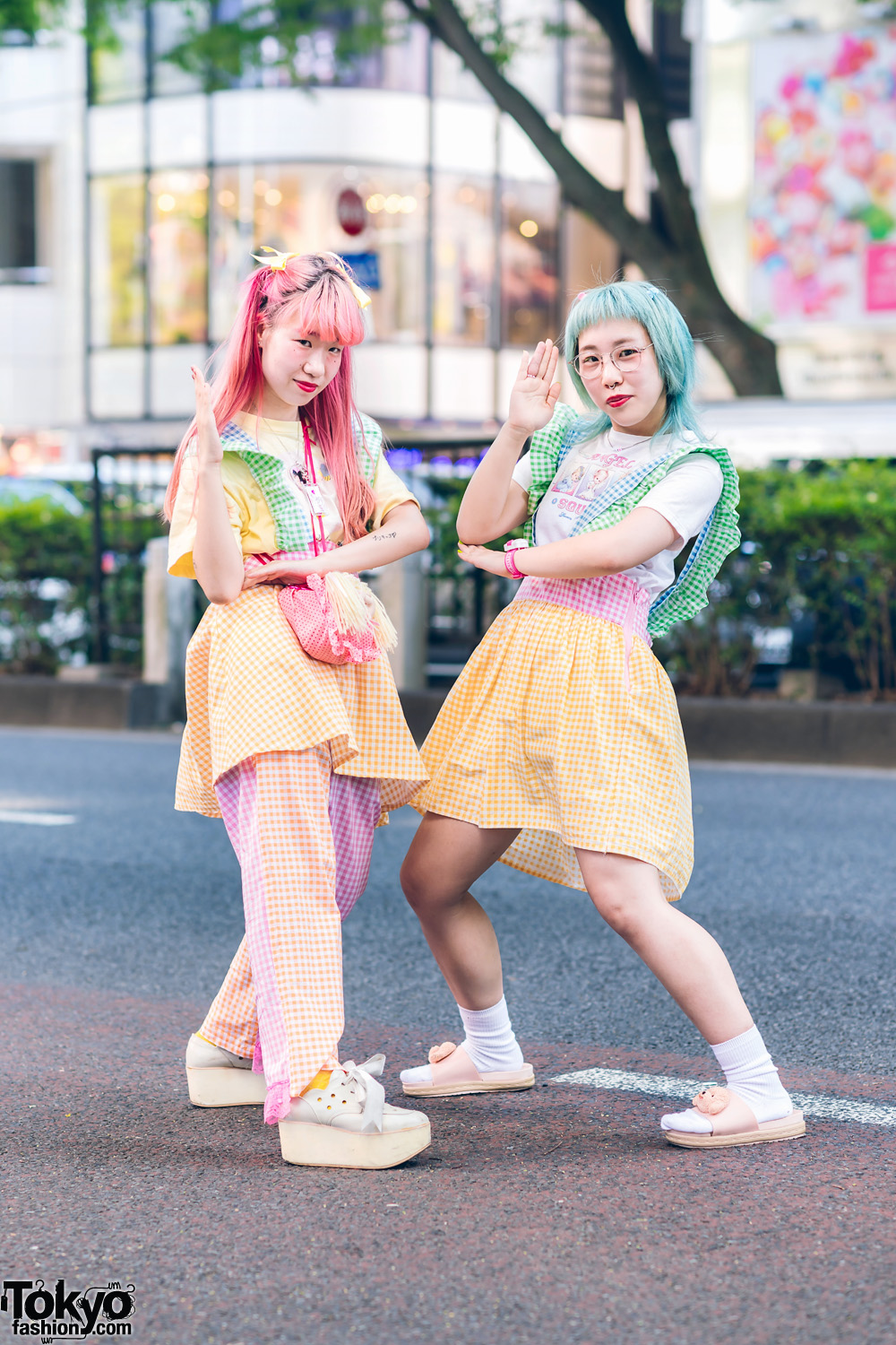 Pastel Gingham Handmade Harajuku Street Fashion w/ Hair Bows, Hello Kitty, Cabbage Patch Kids, Mikansei & Tokyo Bopper
