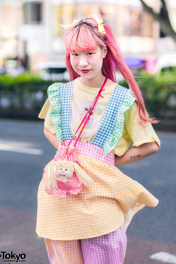 Pastel Gingham Handmade Harajuku Street Fashion w/ Hair Bows, Hello ...