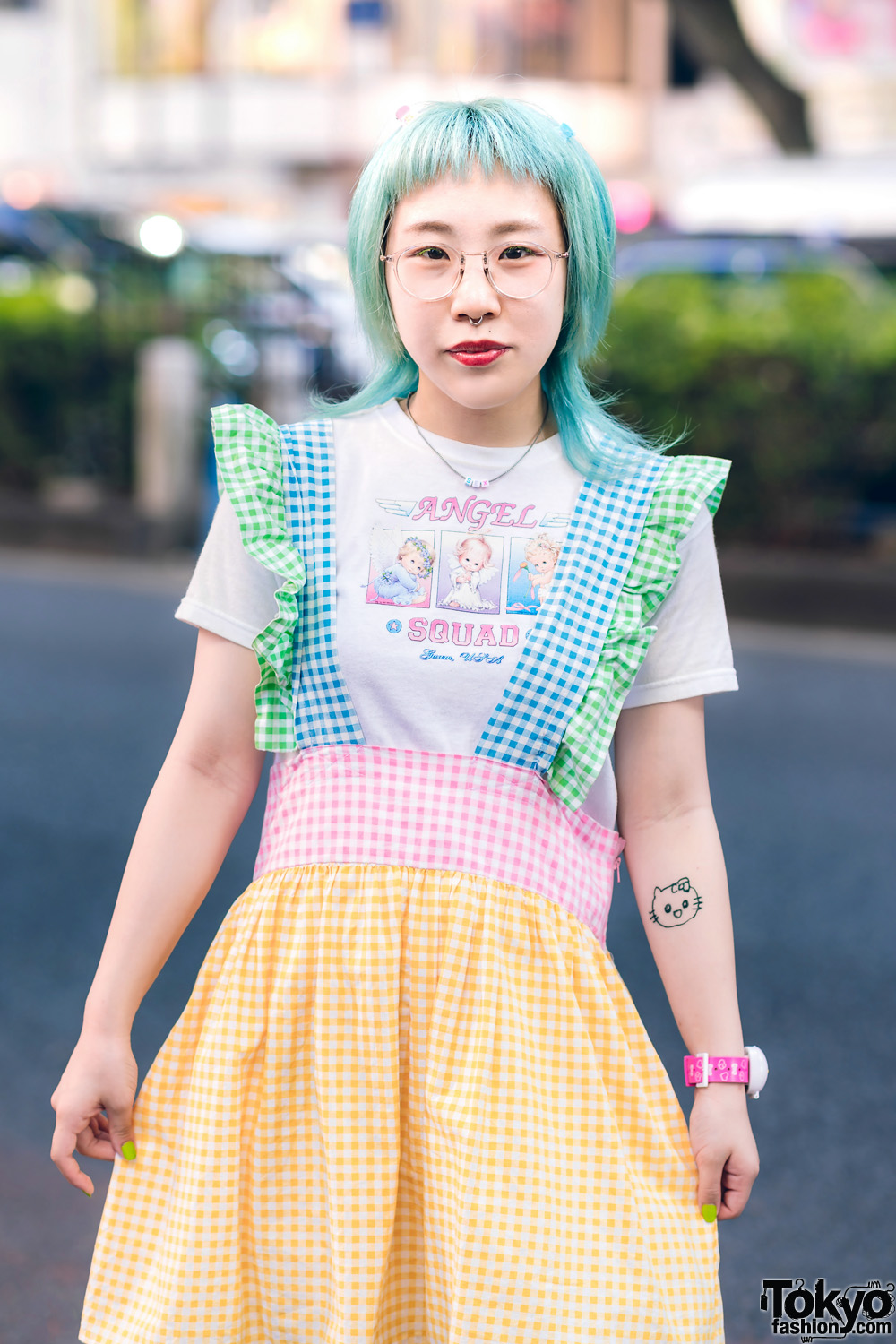 Pastel Gingham Handmade Harajuku Street Fashion w/ Hair Bows, Hello ...