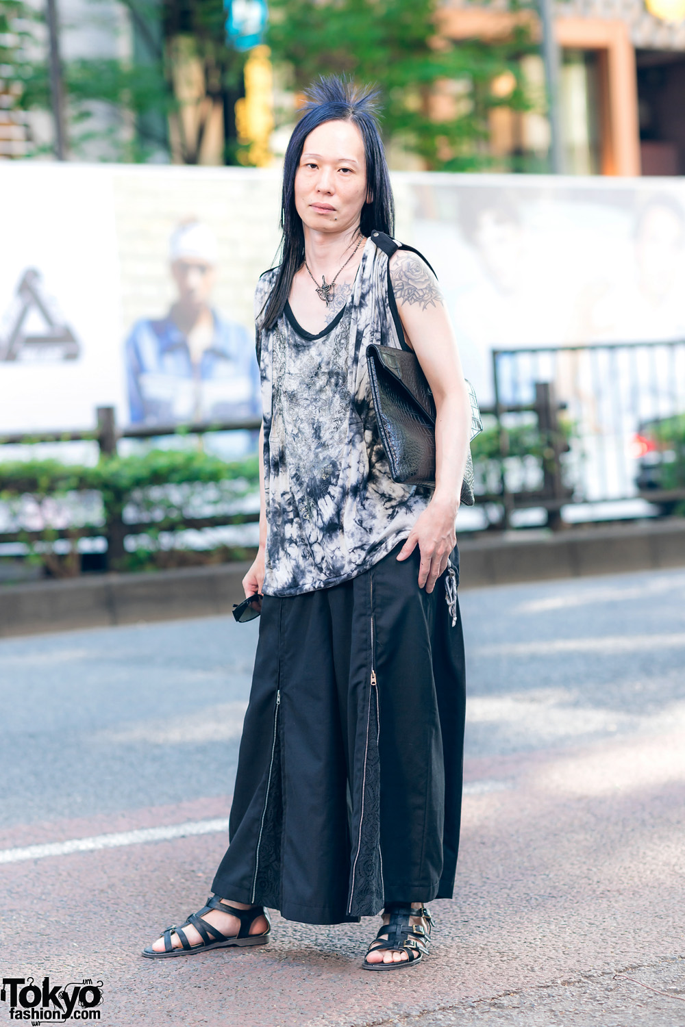 Harajuku Street Style w/ Monochrome Fashion, Tattoos, Crocodile Leather Pouch, Ozzon Japan & Civarize
