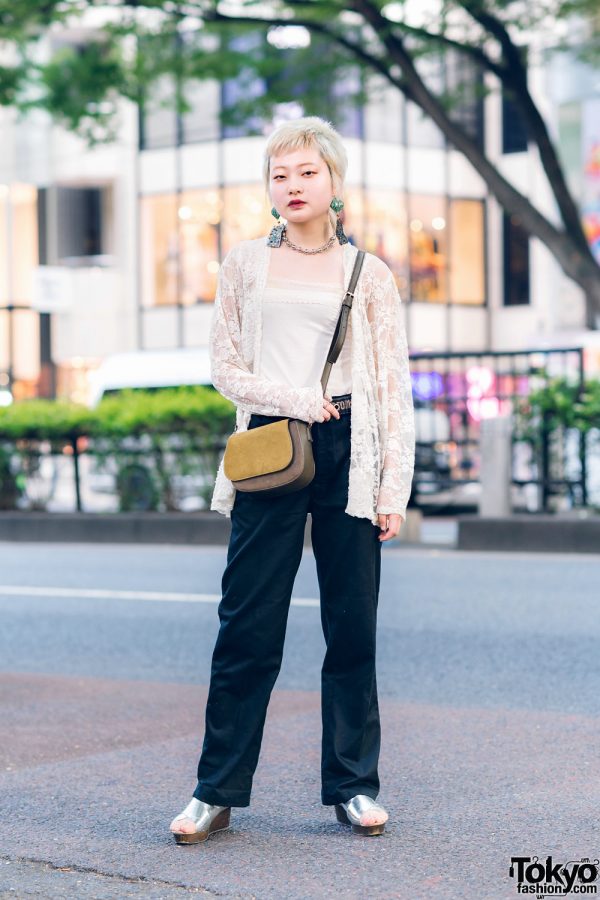 Japanese Model in Tokyo w/ Blonde Hair, New York Joe Sheer Lace ...