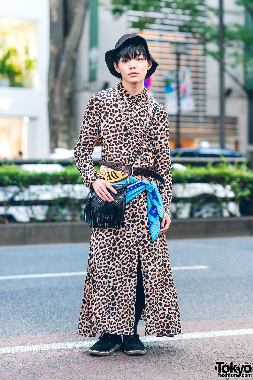 Harajuku Street Style w/ Leopard Print Dress, Fringe Bag, Floppy Hat, Zara, El ConductorH, Muze & Gara