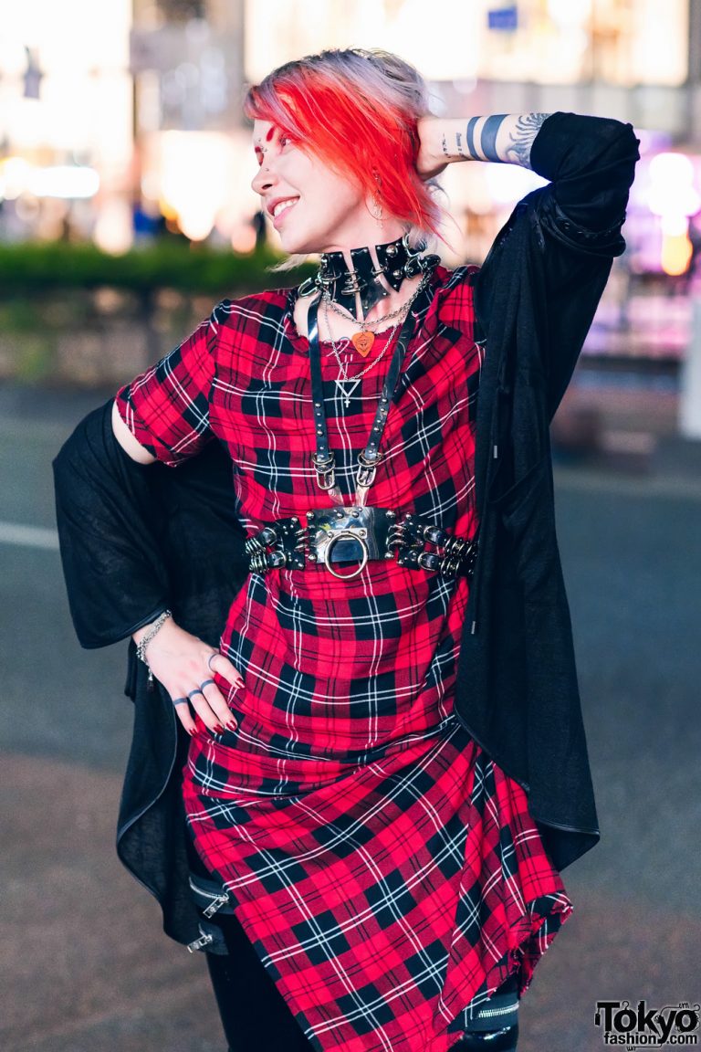 Harajuku Street Styles w/ Pink Hair, Knit Cardigan, Zara Plaid Dress ...