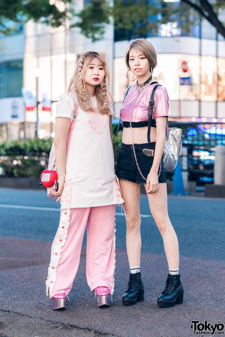 Pink Harajuku Styles w/ Twin Braids, Fishnet Bodysuit, Candy Stripper ...