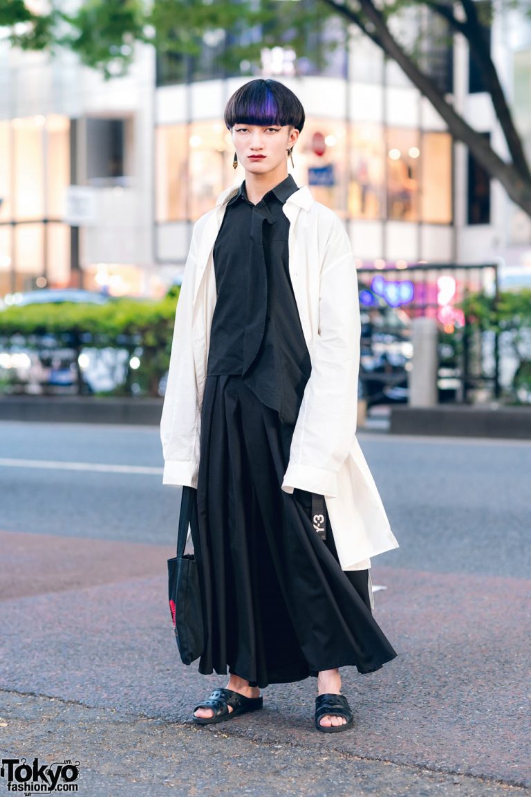Yohji Yamamoto Monochrome Street Style w/ Blunt Bob, Y-3 Long Shirt, Y ...