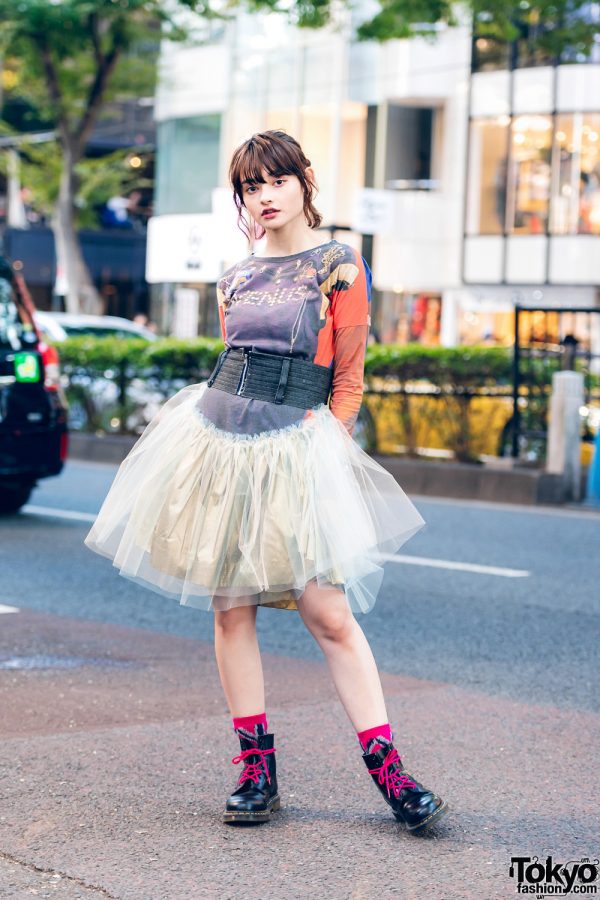 Vivienne Westwood Red Label Streetwear Style w/ Venus Sweater Dress, Tulle Skirt, Hermes, Tokyo Human Experiments Rings & Dr. Martens Boots