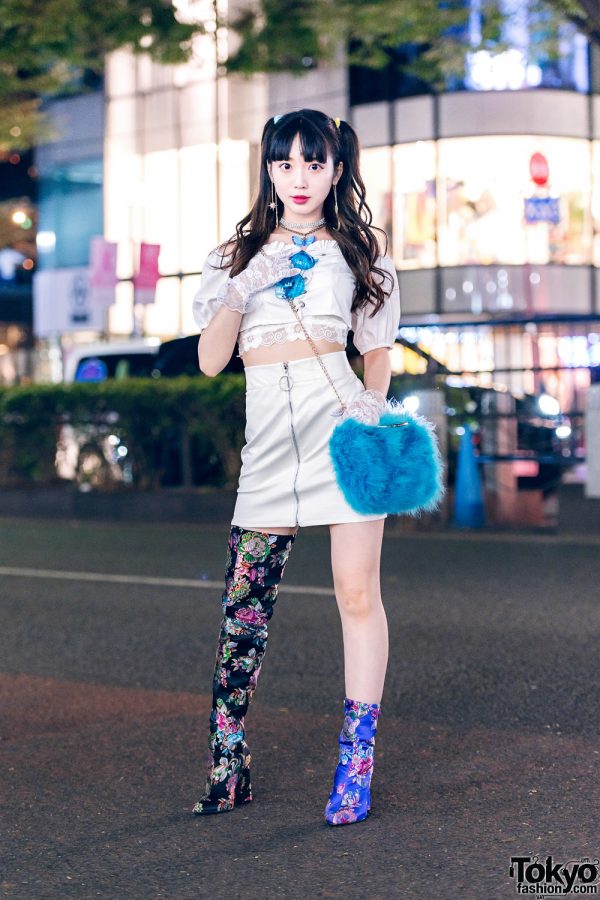 Japanese Idol in Lace & Floral Street Style w/ Agijagi, Kobinai, Yello Shoes Boots, Ouchhh & Vulgati