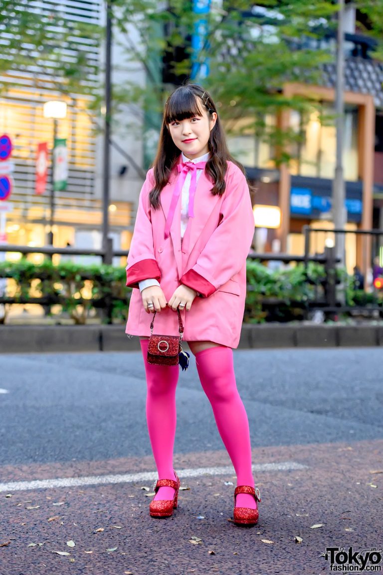 Super Pink Harajuku Street Style w/ Jenny Fax Tiny Jeweled Handbag