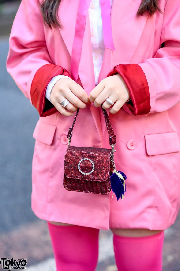 Super Pink Harajuku Street Style w/ Jenny Fax Tiny Jeweled Handbag