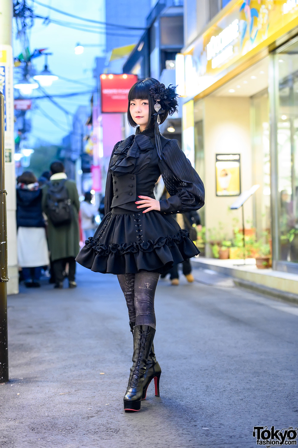 Japanese Gothic Lolita Street Style w/ MR Corset Top, Sheglit Vest 