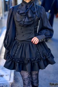 Japanese Gothic Lolita Street Style w/ MR Corset Top, Sheglit Vest, Na ...