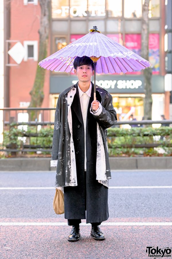 Tokyo Street Style w/ Japanese Wagasa Umbrella, Tigran Avetisyan, Yohji, Hender Scheme Bag & Haruta Shoes
