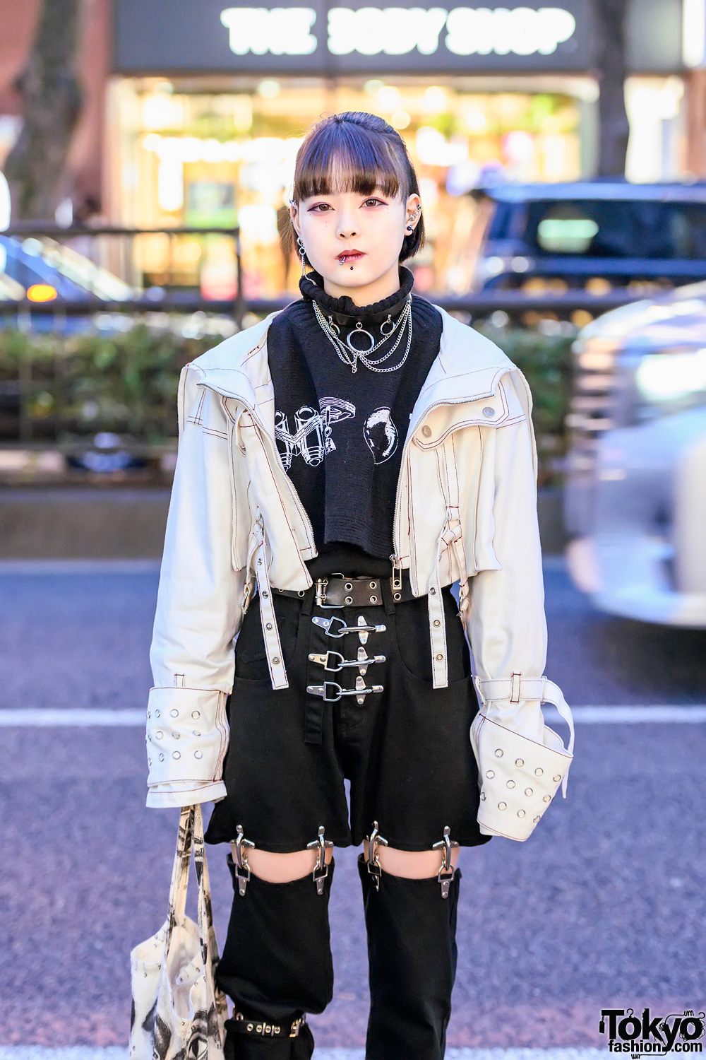 Harajuku Girl in MYOB NYC Fireman Joint Pants, Oversized Sleeve