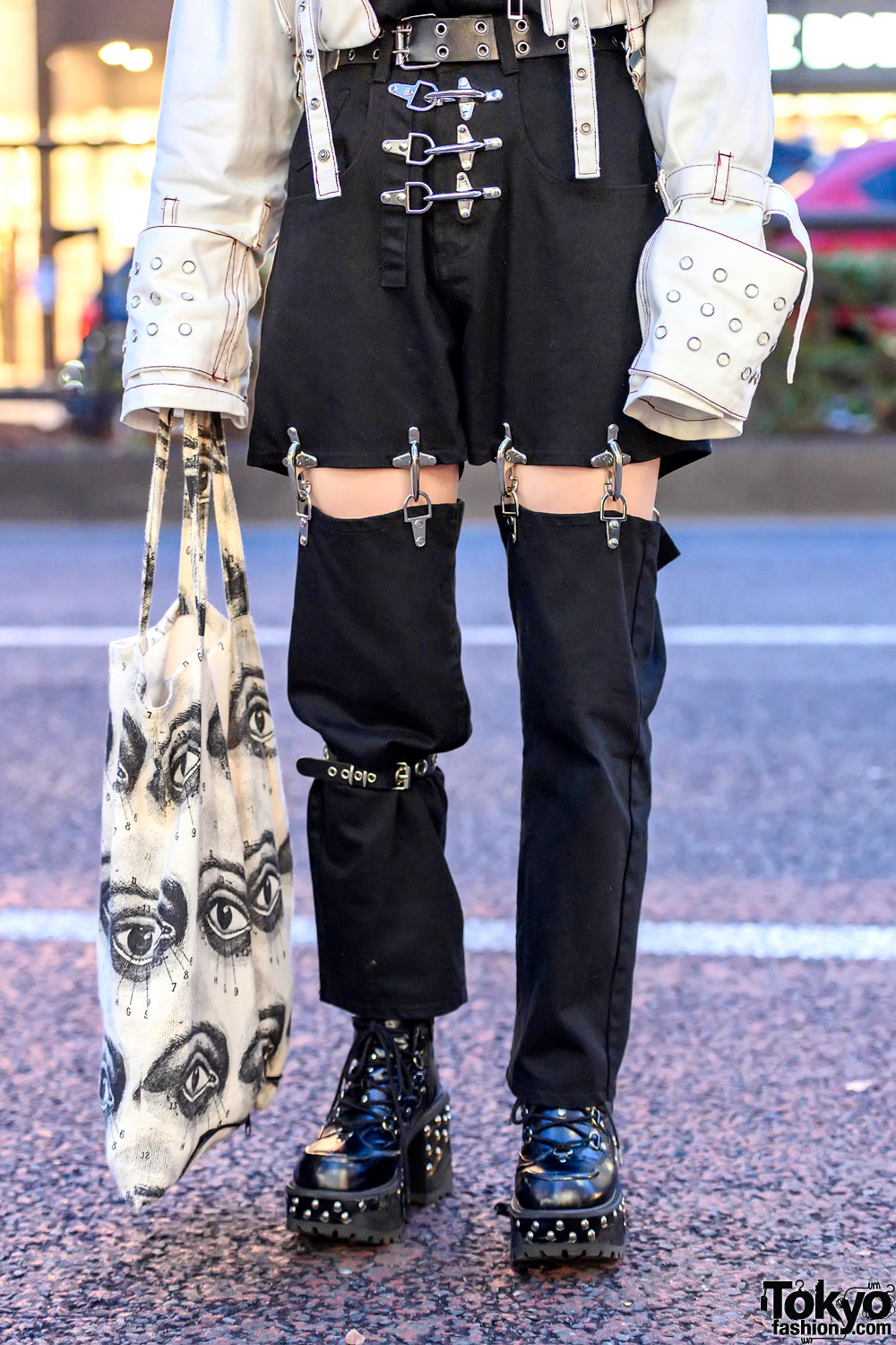 Harajuku Girl in MYOB NYC Fireman Joint Pants, Oversized Sleeve