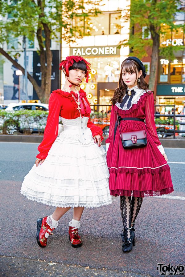 Harajuku Girls’ Lolita Fashion w/ Handmade Headdress, Unicorn Plushie, Bow Beret, Angelic Pretty, Abilletage Corset & Celine Colorblock Bag